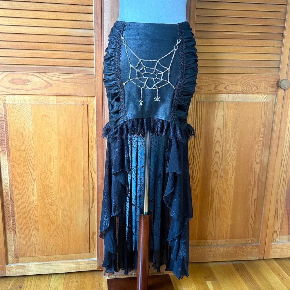 Devil Fashion Spiderweb Enchantment Garden Goth High-Low Skirt